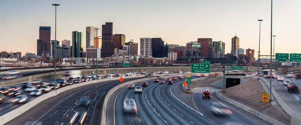 downtown denver with interstate 25